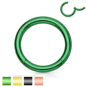 Piercing do nosa a ucha z chirurgickej ocele - jednoduchý lesklý krúžok, 0,8 mm, 10mm - Farba piercing: Zelená