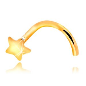 Piercing do nosa zo žltého 14K zlata - zahnutý, malá hviezdička