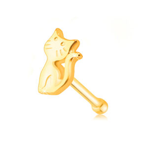 Piercing do nosa zo žltého zlata 585 - mačička so zdvihnutým chvostíkom
