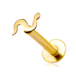 Piercing do pery a brady z 9K žltého zlata - plochý lesklý hadík
