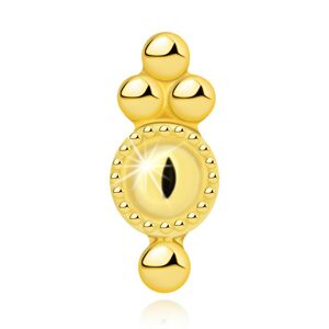 Piercing do pery a brady zo žltého zlata 375 - kruh s ozdobným lemom, guličky