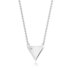 Platinovaný náhrdelník zo striebra 925 - trojuholník s čírym diamantom