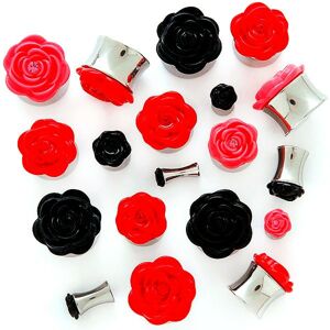 Plug do ucha s plastickou ružičkou - Hrúbka: 14 mm, Farba piercing: Čierna
