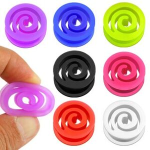 Plug do ucha špirála z flexibilného materiálu, rôzne farby - Hrúbka: 16 mm, Farba piercing: Ružová