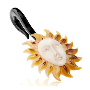 Plug do ucha z organického materiálu, čierny háčik, slnko s bielou tvárou - Hrúbka: 4 mm