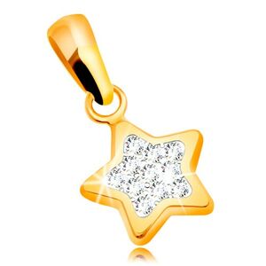 Prívesok zo žltého zlata 585 - trblietavá päťcípa hviezda, číre zirkóny