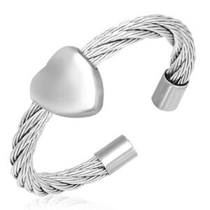 Prsteň so srdcom - točený oceľový drôt - Veľkosť: 55 mm