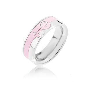 Prsteň strieborno-ružovej farby z ocele - ženský symbol - Veľkosť: 62 mm