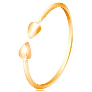 Prsteň v žltom 14K zlate - lesklé ramená ukončené malými slzičkami - Veľkosť: 59 mm