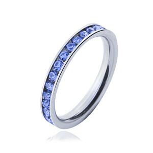 Prsteň z chirurgickej ocele - svetlo-modré kamienky - Veľkosť: 61 mm