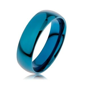 Prsteň z chirurgickej ocele v modrej farbe, povrch anodizovaný titánom, 6 mm - Veľkosť: 60 mm