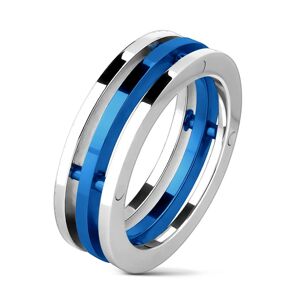 Prsteň z ocele - dvojfarebné oddelené prstence - Veľkosť: 72 mm