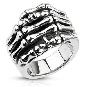 Prsteň z ocele - kostra ruky - Veľkosť: 65 mm