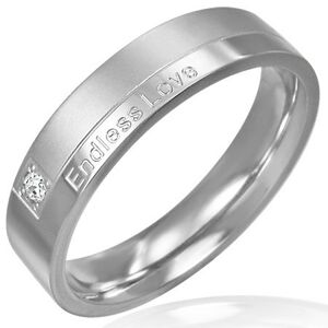 Prsteň z ocele - moderný dizajn, romantický nápis - Veľkosť: 60 mm