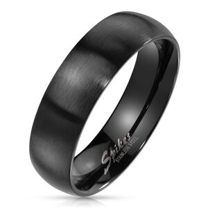 Prsteň z ocele v čiernom farebnom odtieni - široké ramená s matným povrchom, 6 mm - Veľkosť: 65 mm