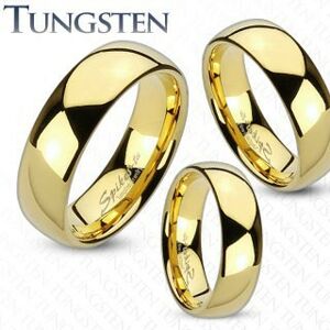 Prsteň z tungstenu zlatej farby, lesklý a hladký povrch, 4 mm - Veľkosť: 62 mm