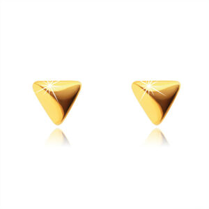 Puzetové náušnice zo 14K zlata - zrkadlovolesklé trojuholníky so zaoblením