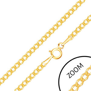 Retiazka v žltom 14K zlate - oválne články s gravírovanými bodkami, 450 mm