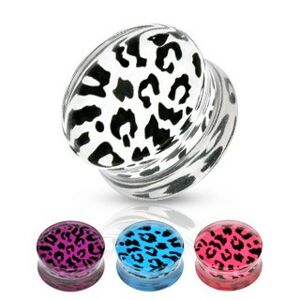 Sedlový plug z akrylu - leopardí vzor, rôzne farby a veľkosti - Hrúbka: 19 mm, Farba: Ružová