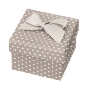 Sivá darčeková krabička na šperk - biele bodky s mašľou