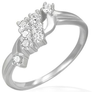 Snubný prsteň - dva šikmé zirkónové pruhy  - Veľkosť: 51 mm