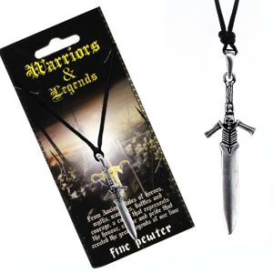 Šnúrkový náhrdelník - kovový meč s rukoväťou kostlivca
