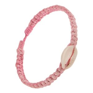 Šnúrkový pletenec ružovej farby, oválna lastúra