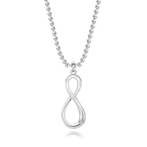 Strieborný 925 náhrdelník - diamant, armádna retiazka, symbol Infinity