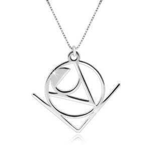 Strieborný 925 náhrdelník - slovo "Love" v abstraktnom geometrickom motíve