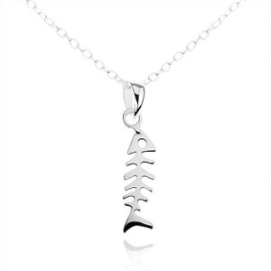 Strieborný náhrdelník 925, jemná retiazka, lesklá a plochá rybia kosť