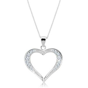 Strieborný náhrdelník 925 - širšia trblietavá silueta srdca