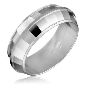 Strieborný prsteň 925 - DISCO, lesklé štvorčeky - Veľkosť: 58 mm