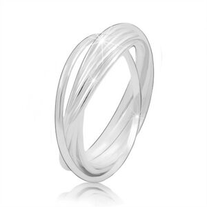 Strieborný prsteň 925 - prepojené tenké prstence, lesklý hladký povrch - Veľkosť: 50 mm