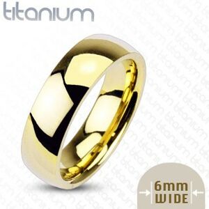 Titánová obrúčka zlatej farby, 6 mm - Veľkosť: 52 mm