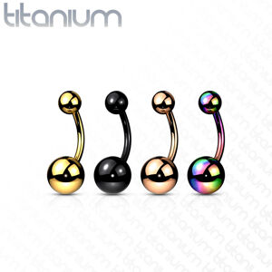 Titánový piercing do pupka - jednoduché guľôčky, rôzne farby, PVD - Farba: Medená