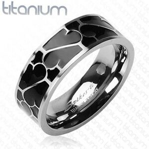 Titánový prsteň - čierna glazúra s ornamentom - Veľkosť: 62 mm