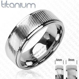 Titánový prsteň s diagonálnymi pruhmi - Veľkosť: 62 mm
