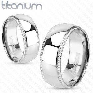 Titánový prsteň s ozdobnými vrúbkovanými okrajmi - Veľkosť: 57 mm