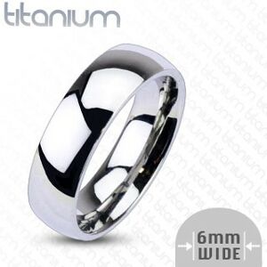 Titánový prsteň striebornej farby - zrkadlovolesklý povrch, 6 mm - Veľkosť: 62 mm