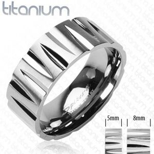 Titánový prsteň zárezy v tvare strely - Veľkosť: 50 mm