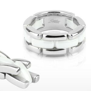 Trojradový oceľovo - keramický prsteň, flexibilný - Veľkosť: 57 mm