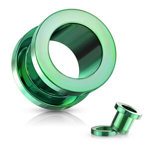 Tunel do ucha z 316L ocele - lesklý povrch zelenej farby, PVD povrchová úprava - Hrúbka: 1,6 mm