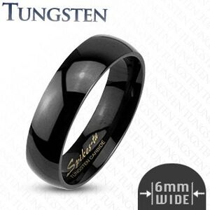Tungstenový hladký čierny prsteň, 6 mm - Veľkosť: 59 mm