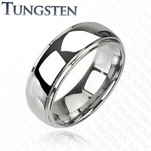 Wolfrámový prsteň s vyvýšeným stredom, zrkadlový lesk, 8 mm - Veľkosť: 61 mm