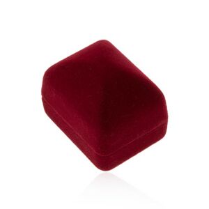 Zamatová krabička na prsteň alebo náušnice, bordová farba, hladký povrch