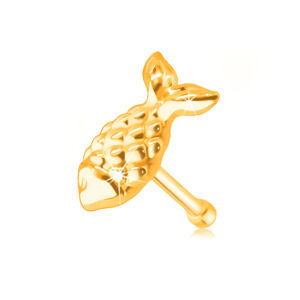 Zlatý 9K piercing do nosa - rybka so šupinkami a chvostom