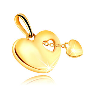 Zlatý 9K prívesok s obrysom srdca - malé srdiečko na retiazke