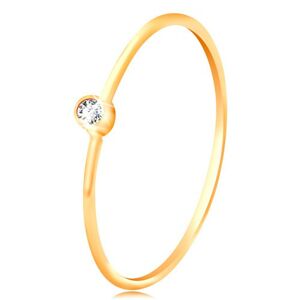 Zlatý diamantový prsteň 585 - ligotavý číry briliant v lesklej objímke, úzke ramená - Veľkosť: 51 mm