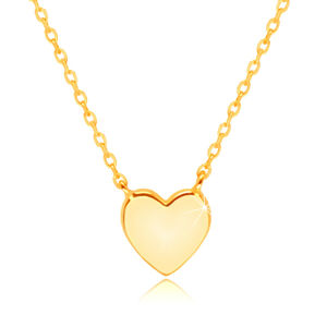 Zlatý náhrdelník 14K - ploché srdiečko, kolmé očká oválneho tvaru