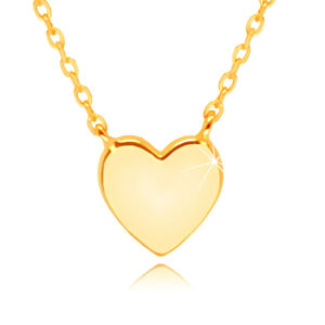 Zlatý náhrdelník 9K - ploché srdiečko, kolmé očká oválneho tvaru